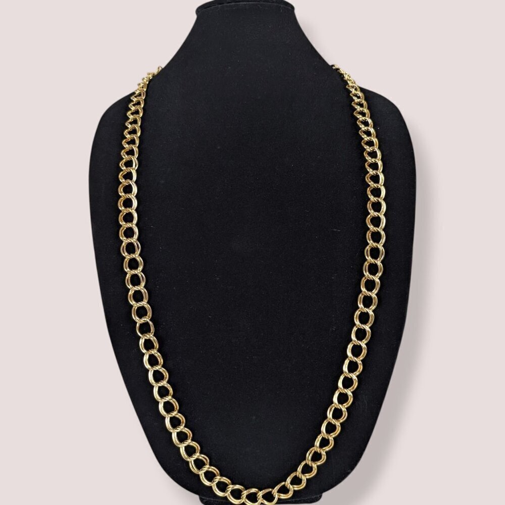 V. Long Double Curb Link Chain Necklace
